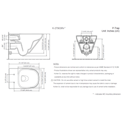 Kohler MODERNLIFE Edge Wall Hung Toilet Bowl & Complete Bundle Set - K-27903IN-SS-0
