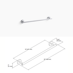 Kohler ELATE® Towel Bar 18" (457mm) / 24" (610mm) - K-27286-CP/BL
