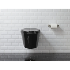 Kohler VEIL Compact Wall Hung Elongated Toilet Bowl in Glossy Black - K-31539-7