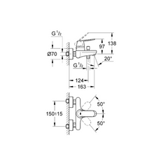 Grohe Eurosmart Cosmo Single Lever Bath-Shower Mixer - 32831000