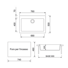 Telma Single Bowl Granite Kitchen Sink - 760mm