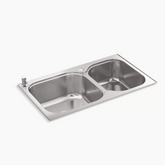 Kohler LISON Self-Rimming Double Bowl Stainless Steel Kitchen Sink - K-99359T-2SD-NA