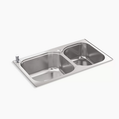 Kohler LISON Self-Rimming Double Bowl Stainless Steel Kitchen Sink - K-99359T-2SD-NA