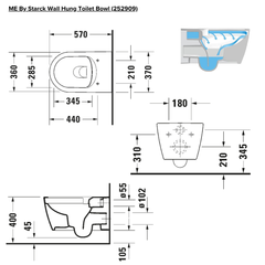 Duravit ME By Starck Rimless Wall Hung WC Bundle with Geberit Kappa Flushing System