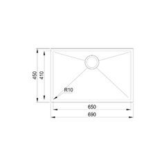 Franke Planar Stainless Steel 650mm Undermount Single Bowl Kitchen Sink - PZX 110-65