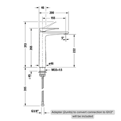 Duravit TULUM Single Lever Basin Mixer XL-Size Without Waste Kit - TU1040002