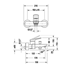 Duravit WAVE Exposed Type Bath/Shower Mixer - WA5230000