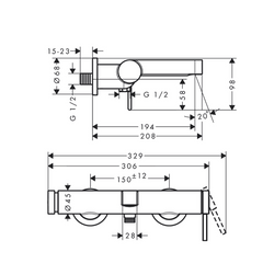 Hansgrohe Finoris Single Lever Bath Mixer for Exposed Installation 2 ticks - 76420009