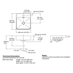 Kohler FOREFRONT 18" Square Semi-Recessed Basin - K-98930X10