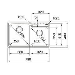 Franke Bell Stainless Steel Drop-in Double Bowl Sink - BCX620-38/32
