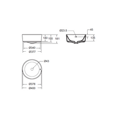 American Standard Acacia E Round Vessel basin WT CL0509I-6DACTLA