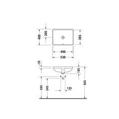 Duravit Starck 3 undercounter basin with overflow DUR-0305490000-WHI