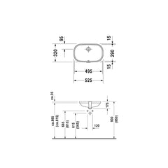 Duravit D-code undercounter basin with overflow DUR-0338490000-WHI