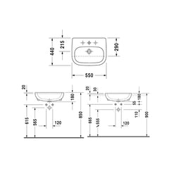Duravit D-code semi-recessed basin DUR-0339550000-WHI