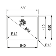 Franke BOX Stainless Steel 540mm Undermount Single Bowl Kitchen Sink - BOX210-54