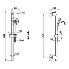 Gessi Emporio handshower with sliding rail set 47247031