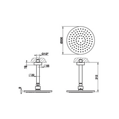 Gessi Emporio Ceiling Mount Overhead Rainshower 200mm 47251-031