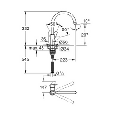 Grohe BauEdge Single Lever Sink Mixer - 31233001