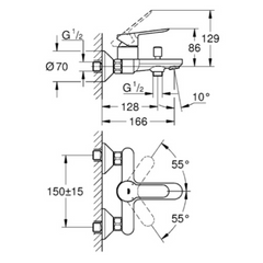 Grohe BauEdge Single Lever Bath/Shower Mixer - 23605000