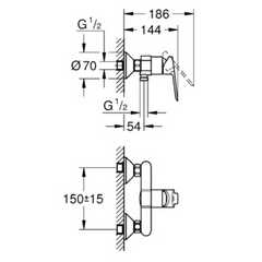 Grohe BauEdge Single Lever Shower Mixer - 23636000