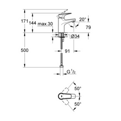 Grohe BauFlow Single-Lever Basin Mixer 1/2" without pop-up waste 32851000