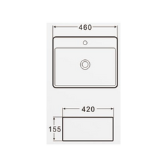 Countertop/wall-mount thin edge basin