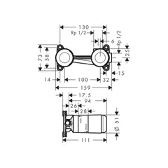 Hansgrohe Basic set for single lever basin mixer for concealed installation wall-mounted 13622180