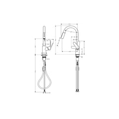 Hansgrohe Focus M41 Single lever kitchen mixer 240 pull-out spray, 2jet 31863679