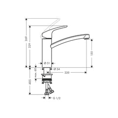 Hansgrohe Focus single lever kitchen mixer, DN15 31868009