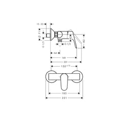 Hansgrohe Focus single lever shower mixer, DN15 for exposed installation 31924009