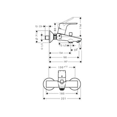 Hansgrohe Focus single lever bath mixer, DN15 for exposed installation 31941009
