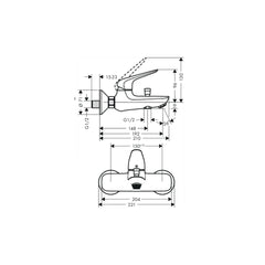 Hansgrohe Novus Single lever bath mixer for exposed installation 71417009