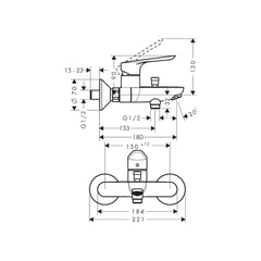 Hansgrohe Logis E Single lever bath mixer for exposed installation 71434009