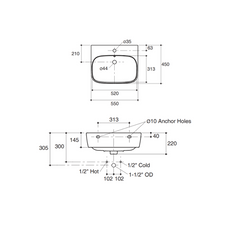 Kohler MODERNLIFE Wall-Hung Basin Lavatory - 77767K10