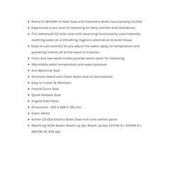 Kohler Toilet Seat with Electronic Bidet K18751MY0