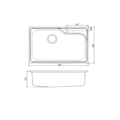 Kohler LISON Self-Rimming Large Single Bowl Stainless Steel Kitchen Sink - K-97577T-1S-NA