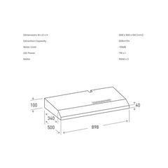 Mayer 90 cm Slimline Hood MMSL902BE