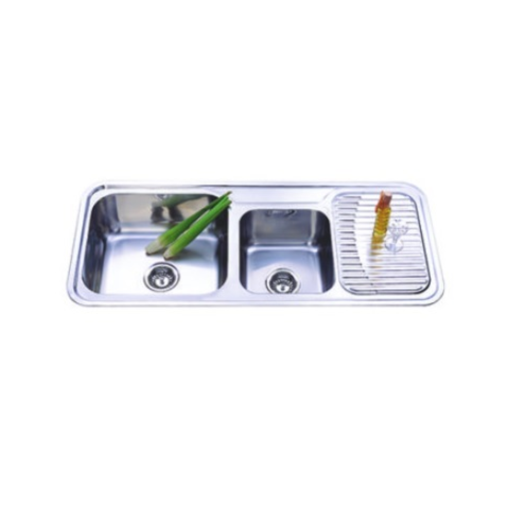 Monic I-1160 2 bowl 1 drainer inset sink MON-I1160-SST