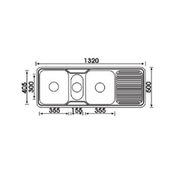 Monic I-1320 3 bowl 1 drainer inset sink MON-I1320-SST