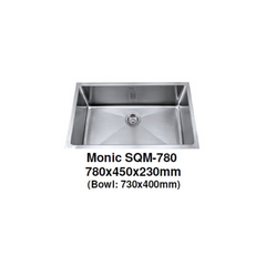 Monic Stainless steel single bowl undermount/drop-in sink MON-SQM780-SST