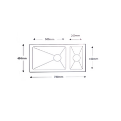 Monic Stainless steel two-bowl undermount/drop-in sink MON-SQM780DB-SST
