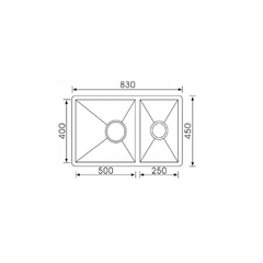 Monic Stainless steel 2-bowl undermount/drop-in sink MON-SQM830-SST