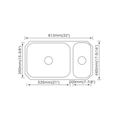 Monic U-813 two- bowl undermount sink MON-U813-SST