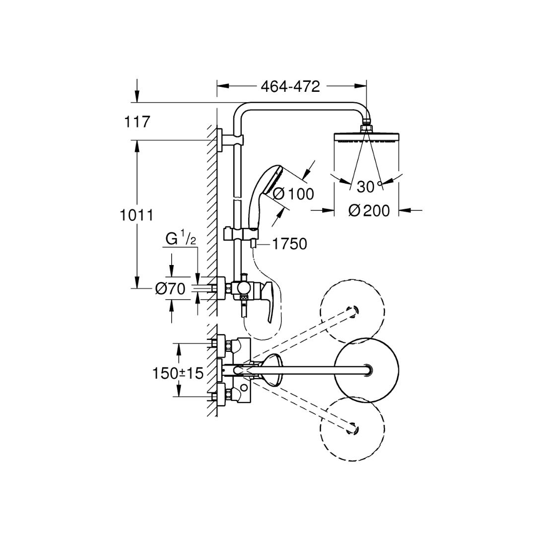 GROHE Tempesta Cosmopolitan 200 Shower System with Single Lever Mixer - 26244001