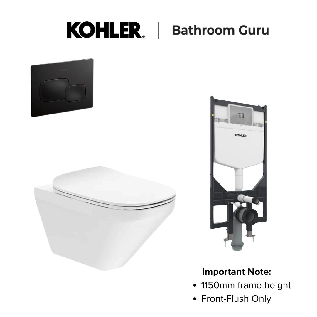 Kohler MODERNLIFE Edge Wall Hung Toilet Bowl & Complete Bundle Set - K-27903IN-SS-0