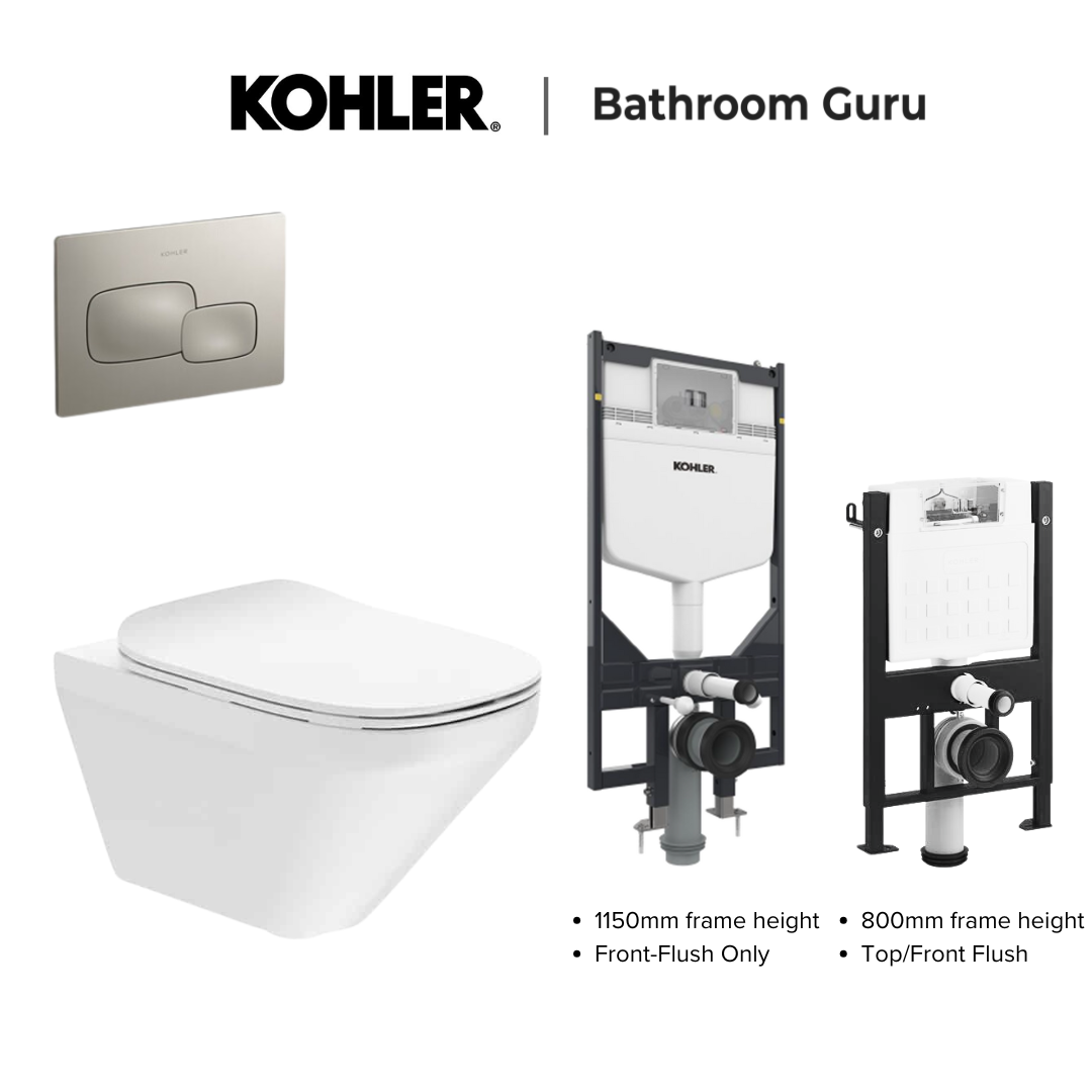 Kohler MODERNLIFE Edge Wall Hung Toilet Bowl & Complete Bundle Set - K-27903IN-SS-0