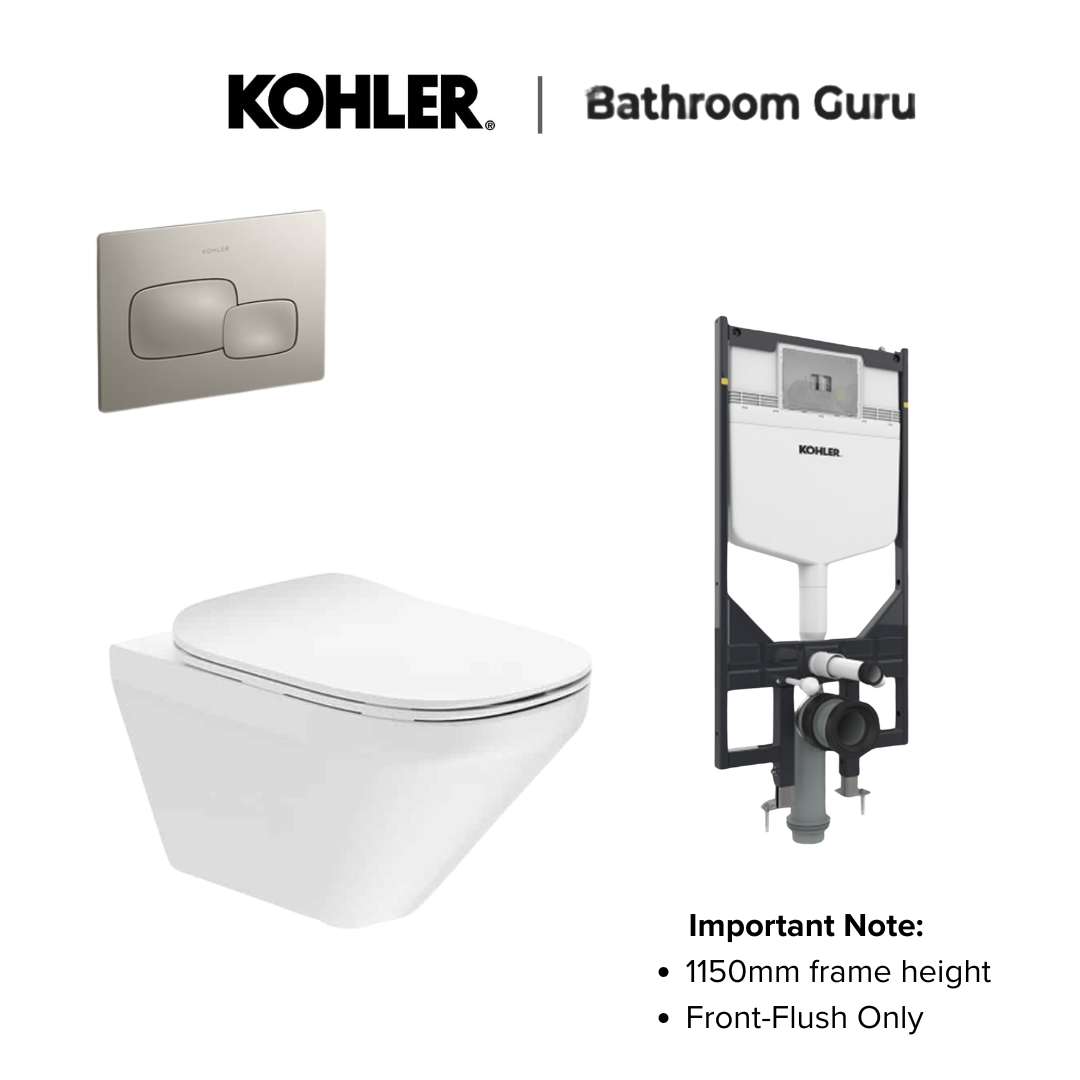 Kohler MODERNLIFE Edge Wall Hung Toilet Bowl & Complete Bundle Set - K-27903IN-SS-0