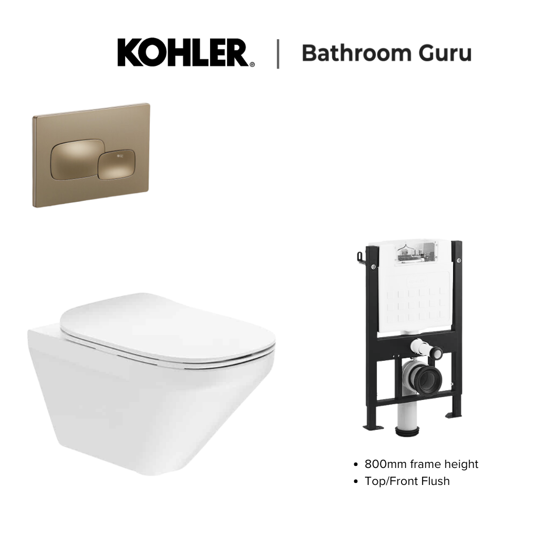 Kohler MODERNLIFE Edge Wall Hung Toilet Bowl & Complete Bundle Set - K-27903IN-SS-0