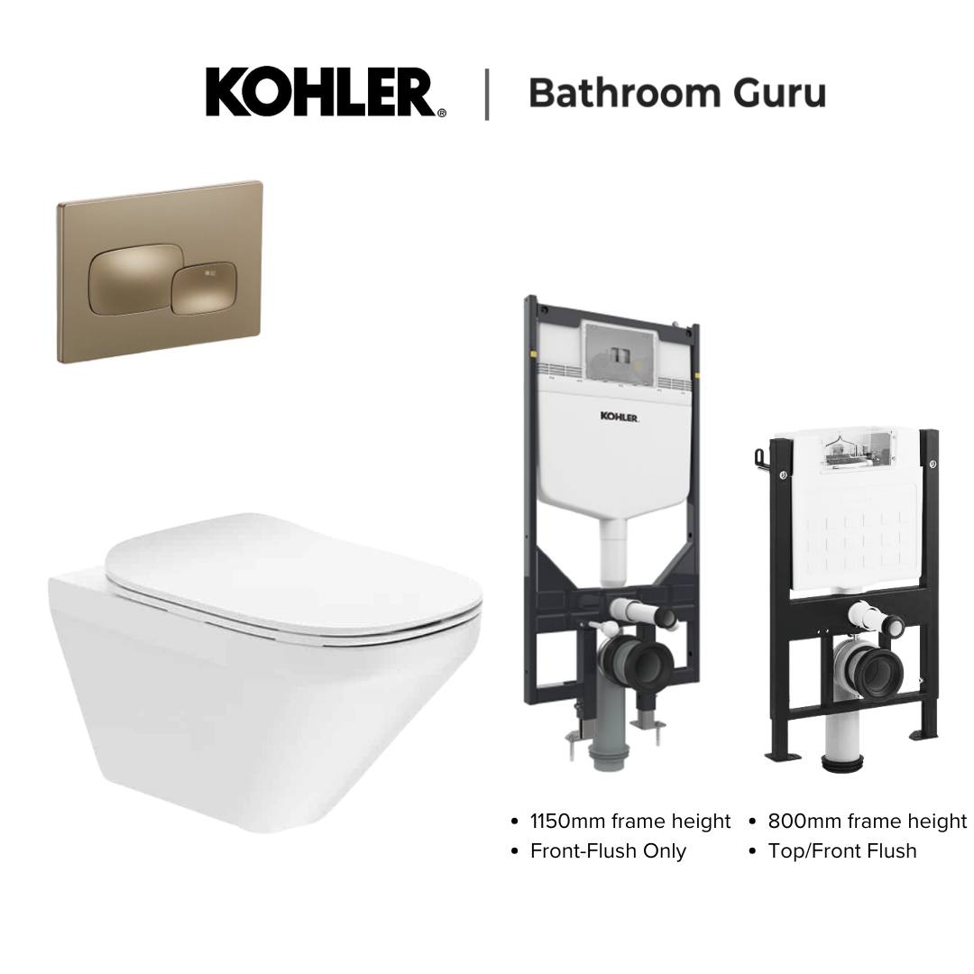 Kohler MODERNLIFE Edge Wall Hung Toilet Bowl & Complete Bundle Set - K-27903IN-SS-0