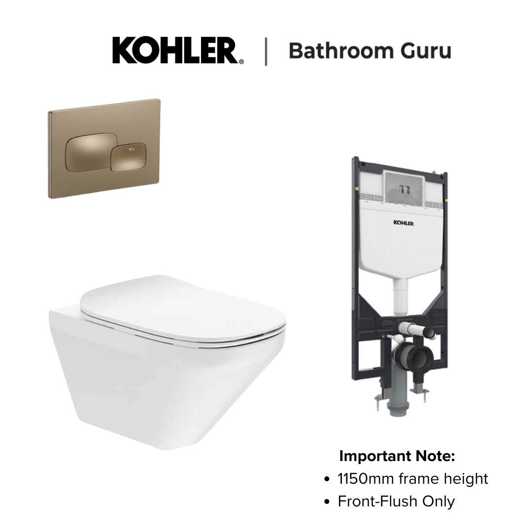 Kohler MODERNLIFE Edge Wall Hung Toilet Bowl & Complete Bundle Set - K-27903IN-SS-0